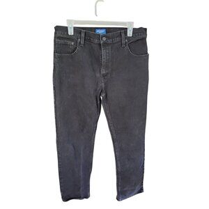 Arizona Jeans Co. Mens Black Flex Relaxed Straight Leg  Jeans